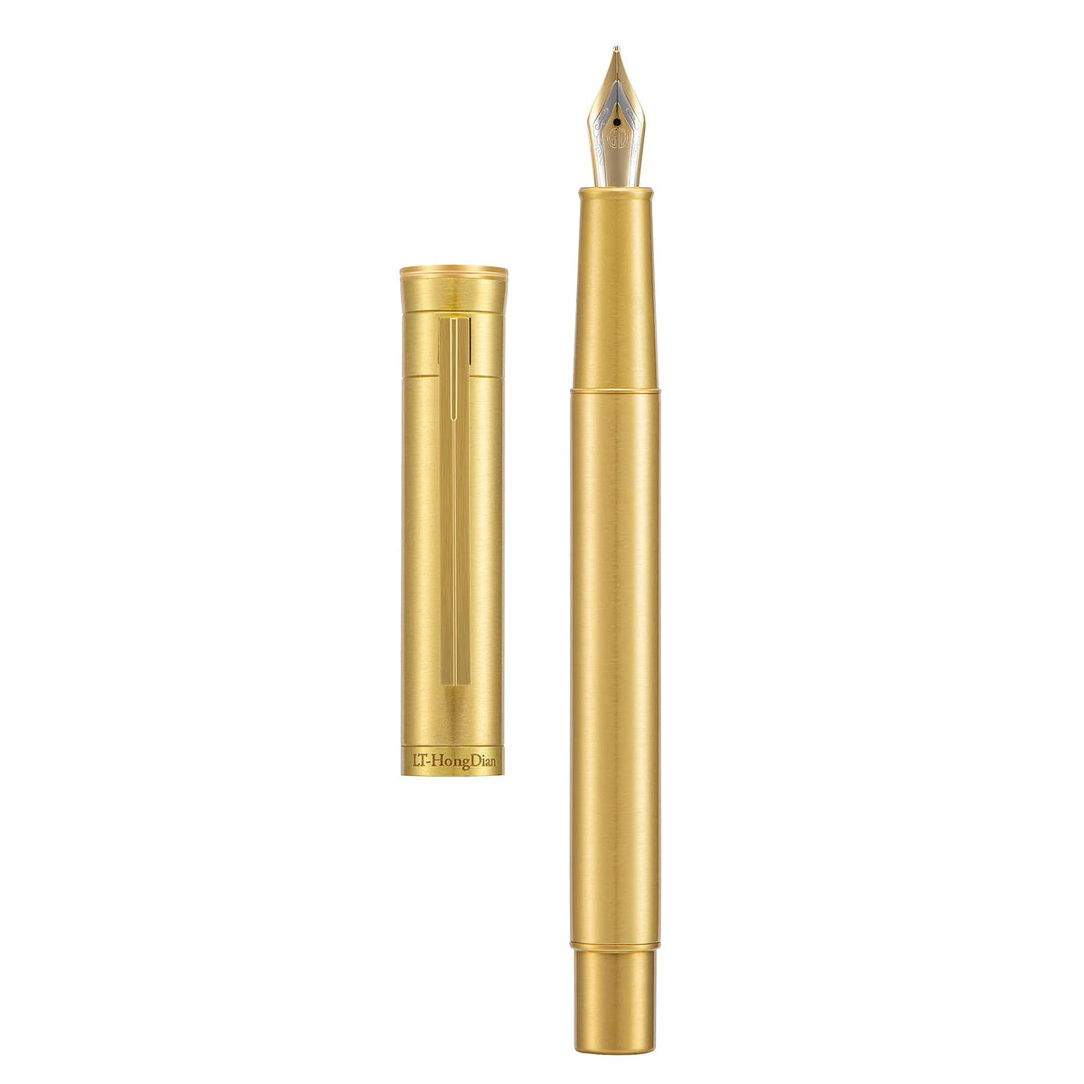 Hongdian Raw Brass Fountain Pen Extra Fine Nib Classic Design Smooth Writing Copper Pen with