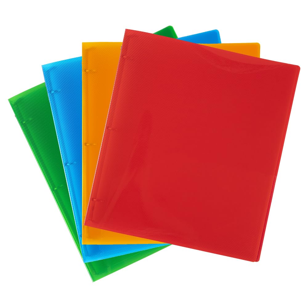 JAM PAPER Plastic 0.5 inch Binders - Assorted 3 Ring Binders (Red, Blue, Green & Orange) - 4/Pack