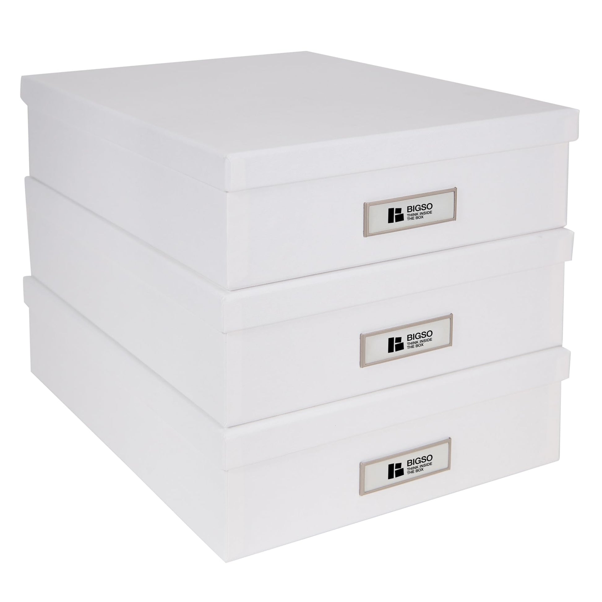 Bigso Oskar Fiberboard Label Frame Document Letter Box - File Organizer Box for Important Paperwork