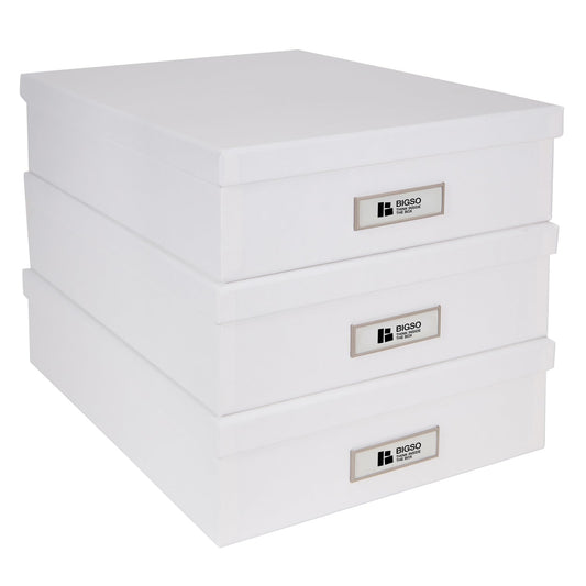 Bigso Oskar Fiberboard Label Frame Document Letter Box - File Organizer Box for Important Paperwork