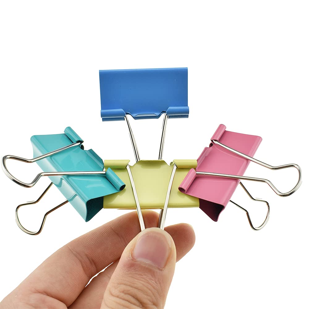 HAHIYO Binder Clips Paper Clamps Spring Steel Sturdy Large 1.57 inches Width 0.51 Inch Capacity No