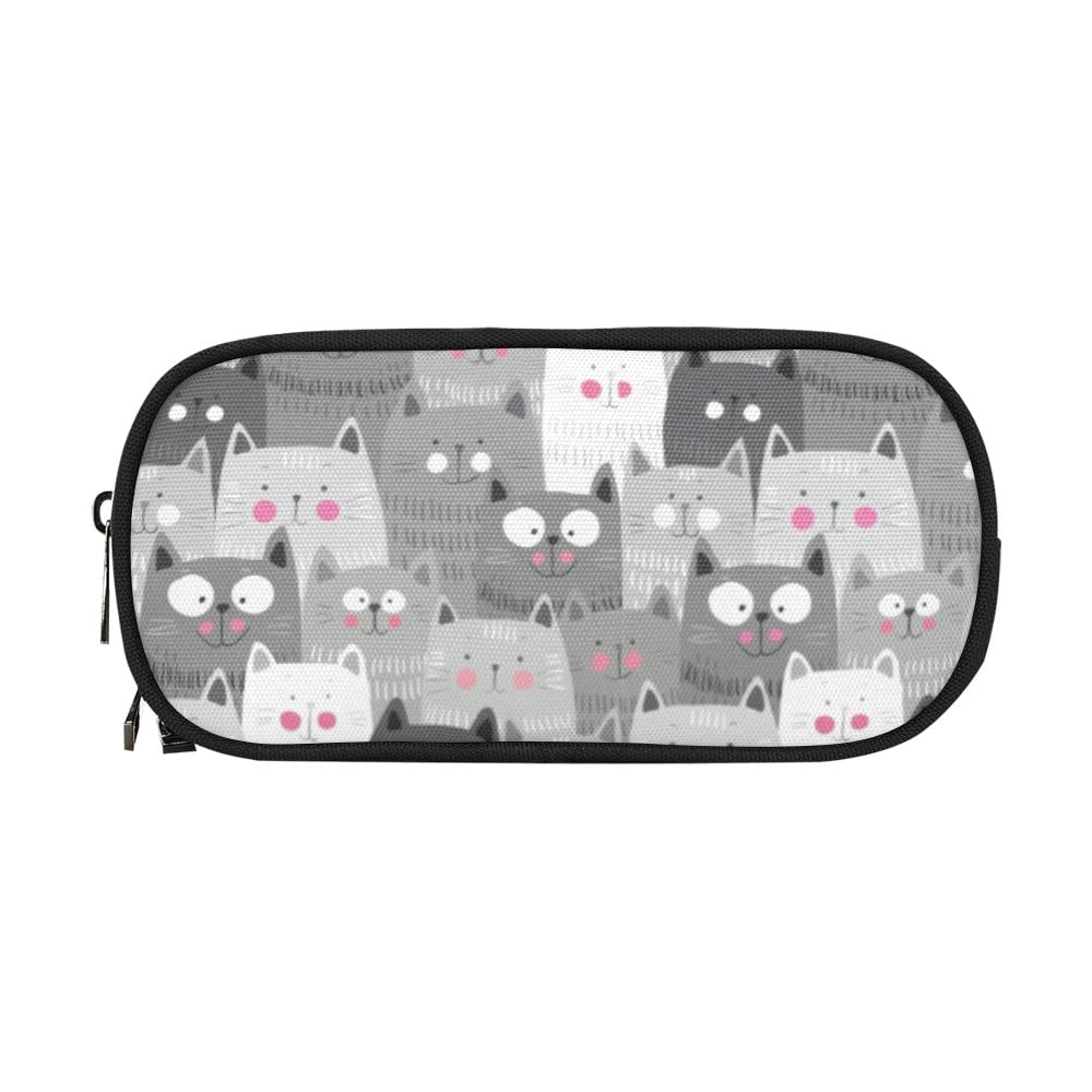 ANANGTEE Grey Cats Pencil Pouch Case for Boys Girls 10x5 Big Storage