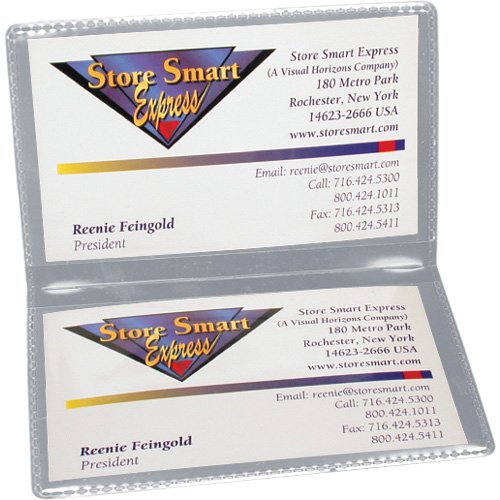 STORE SMART - Metallic Silver Folding Business Card Holders - 25 Pack - Polypropylene Plastic