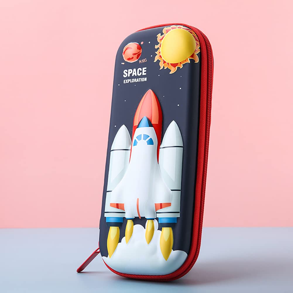 MCWTH 3D Space Shuttle Pencil Case for Kids Boys Large Capacity Waterproof Pencil Box with