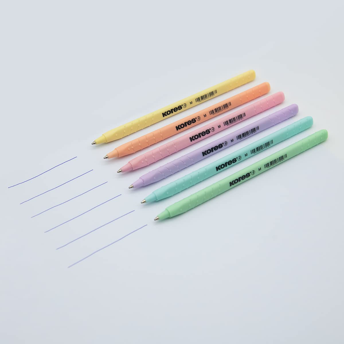 Kores - K0R-M: Ballpoint Pens with BLUE Semi-Gel Ink in Pastel Design, 1 mm Medium Point Biro for