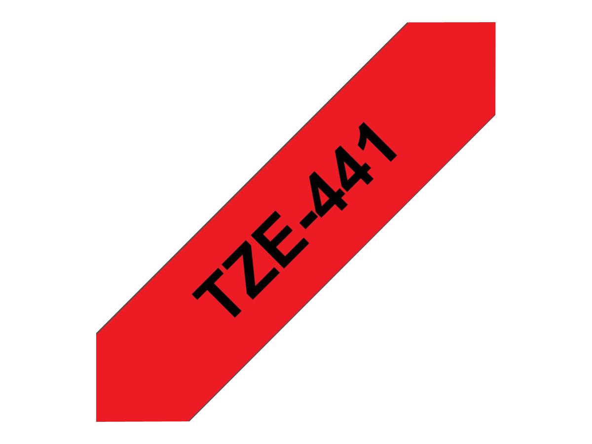 Brother TZe-441 Labelling Tape Cassette, Black on Red, 18 mm (W) x 8 m (L), Laminated, Brother