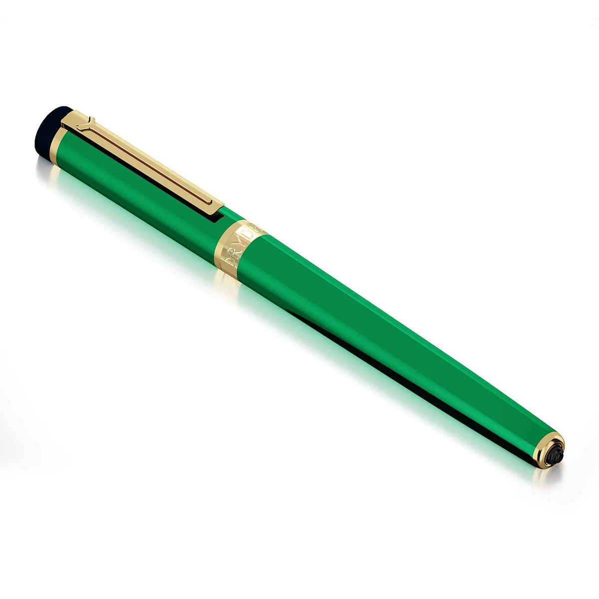 Dryden Designs Fountain Pen. Medium Nib Premium Box | 6 Ink Cartridges Included (Emerald Green)