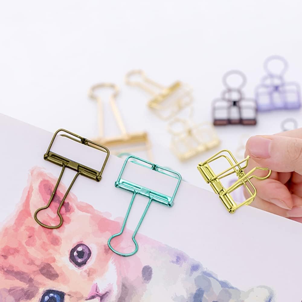 Small Binder Clips, 36 Pack, 3/4 Inch, Standard 19mm, Hollow Out Green, Capacity 0.31 Inch, Mini