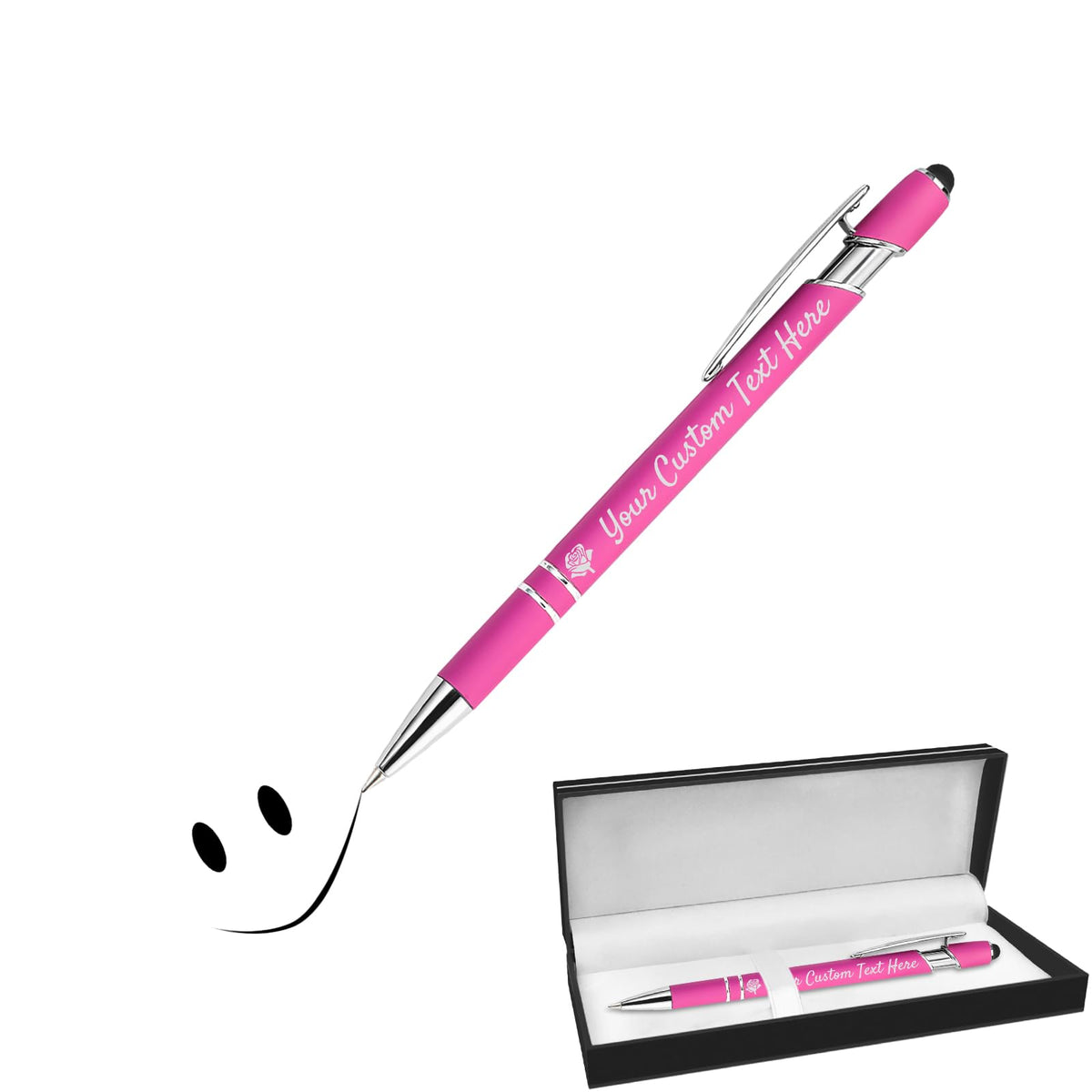 GIFTSDIY Personalized Pens with Stylus,Custom Engraving Ballpoint Pens,Imprinted with Your Logo or