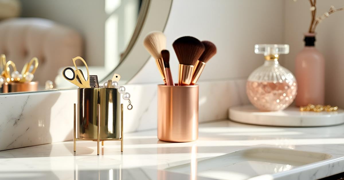 SIEBOLD Gold Pen Holder Pen cup & Pen Holders Desk Accessores
