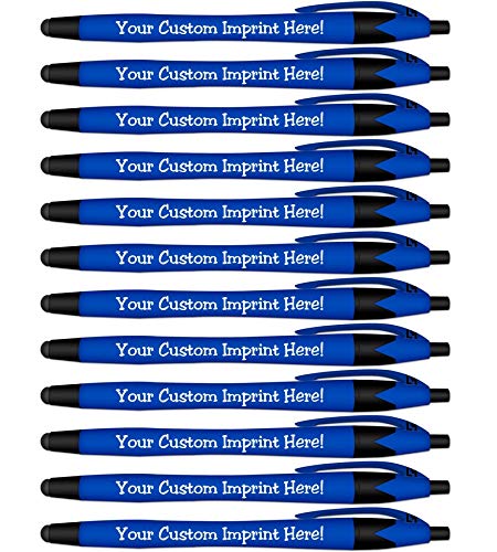 Ballpoint Soft Touch Personalized Ink Pens with Stylus Tip - The Jewel - Click action - Custom