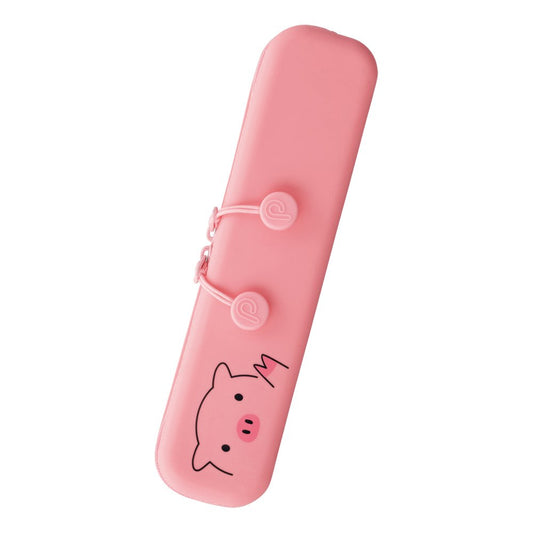 LIHIT LAB PuniLabo Slim Zipper Pen Pouch, 7.9" × 1.9", Pig (A7717-5)