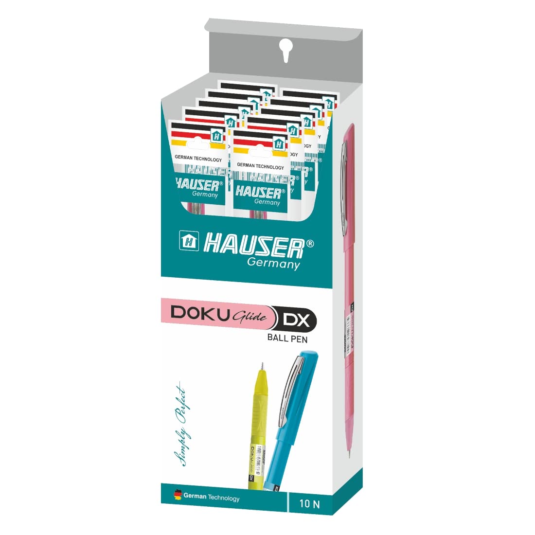 Hauser Doku Glide Ball Pen Box Pack | 0.7 mm Tip Size | Comfortable Grip With Smudge Free Writing |