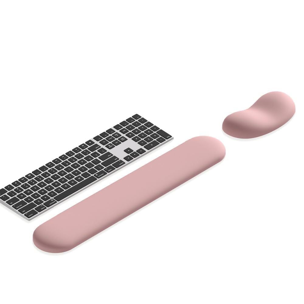 Ergonomic Wrist Rest Set for Keyboard and Mouse | Cooling Gel & Slow-Rebound Memory Foam Palm