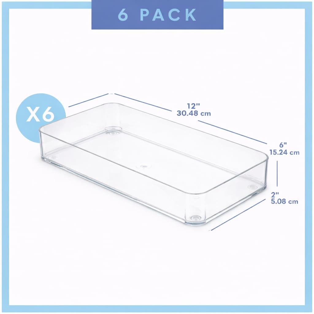 primebox Plastic Clear Acrylic Drawer Organizers. Bathroom, Kitchen, Bedroom, Utensils, Office