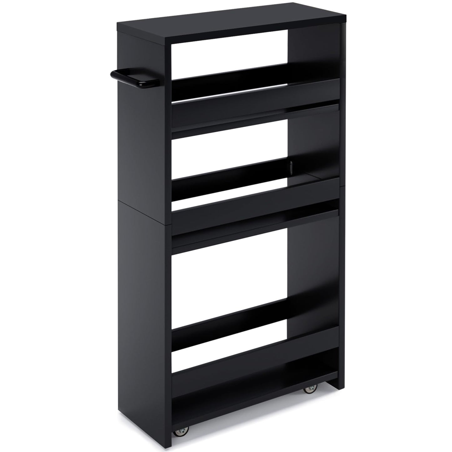 MARTY Slim Rolling Storage Cart, Wood Utility Kitchen Bathroom Laundry Cart