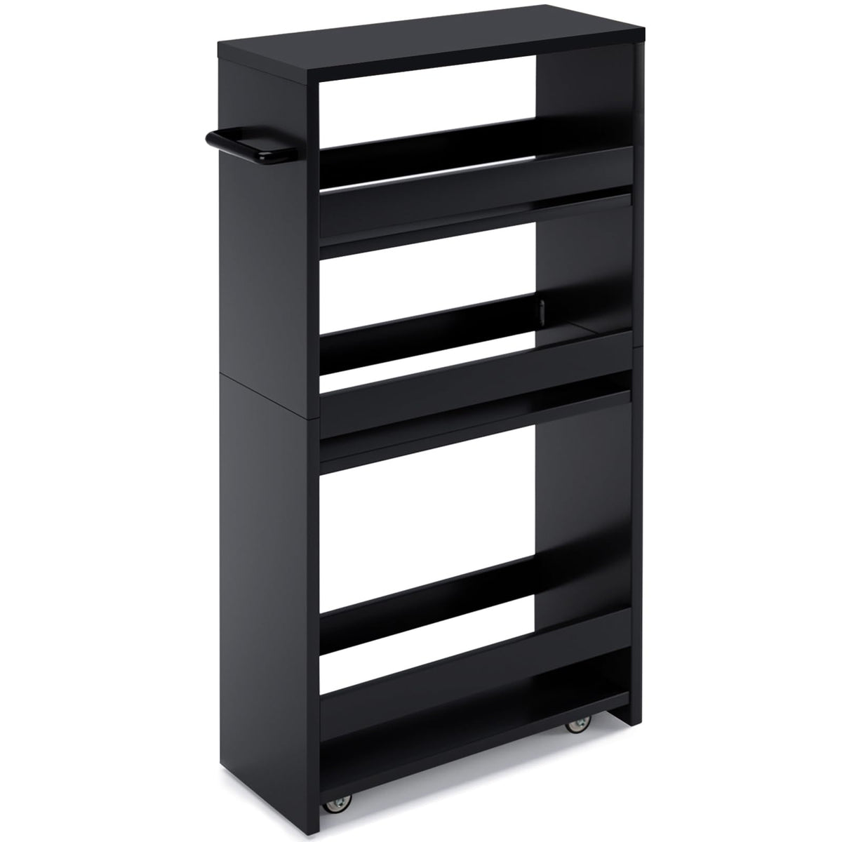 MARTY Slim Rolling Storage Cart, Wood Utility Kitchen Bathroom Laundry Cart