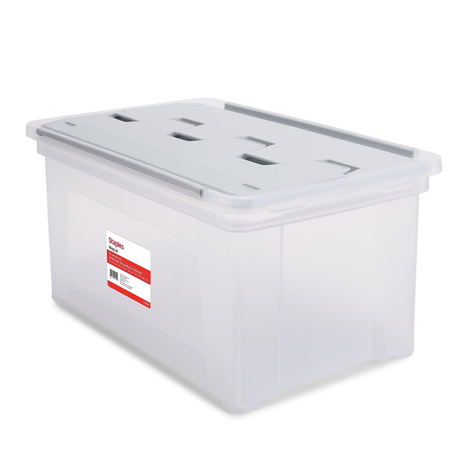 STAPLES Wing Lid File Totes, Letter Size, Clear, 2/Pack