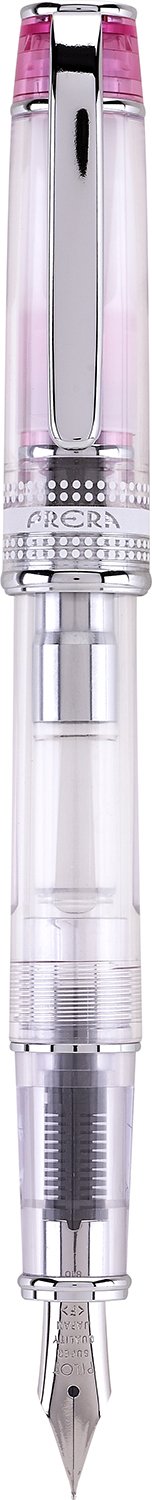 PILOT Prera Fountain Pen, Clear Barrel with Pink/Silver Accents, Fine Nib (60827)