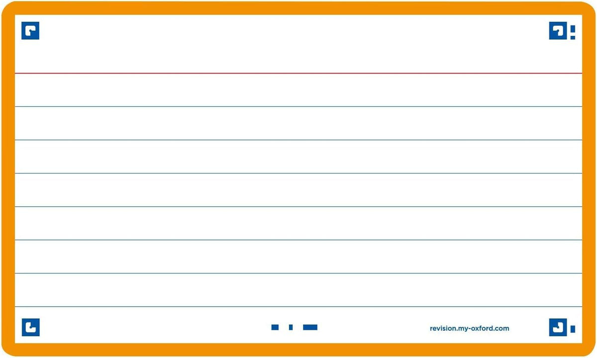 Flash Cards by Oxford, Ruled with Orange Frame, Pack of 80 Cards, 7.5x12.5cm Size, 400133882