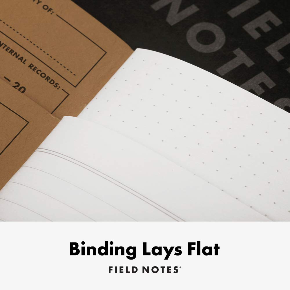 Field Notes 3-Pack Pitch Black Memo Books (3.5" X 5.5"), Dot-Graph, 48 Pages | Thin Pocket Sized