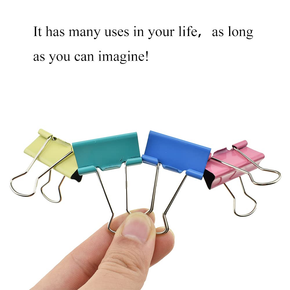 HAHIYO Binder Clips Paper Clamps Spring Steel Sturdy Medium 1.26 inches Width 0.39 Inch Capacity No
