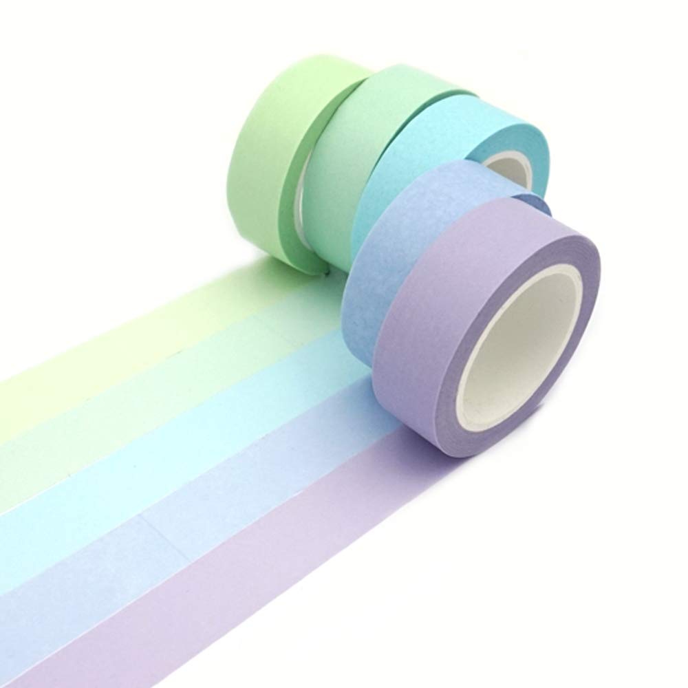 ERCENTURY Washi Masking Tape Set, Assorted 5 Rolls, Decorative Writable Tape, for Fun DIY Art
