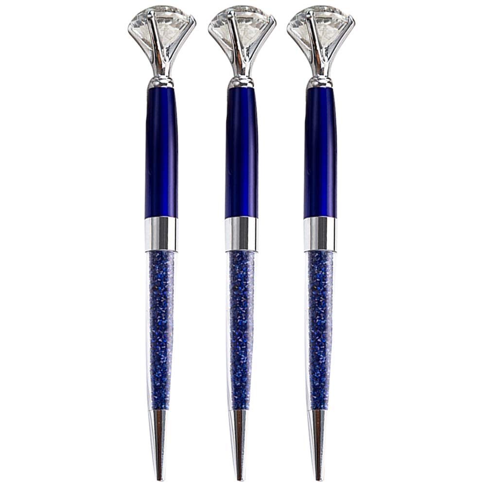 U Scinan 3Pcs Big Diamond Pen Crystal Metal Ballpoint Pens 0.5mm Black Ink Advertising Gif Pen