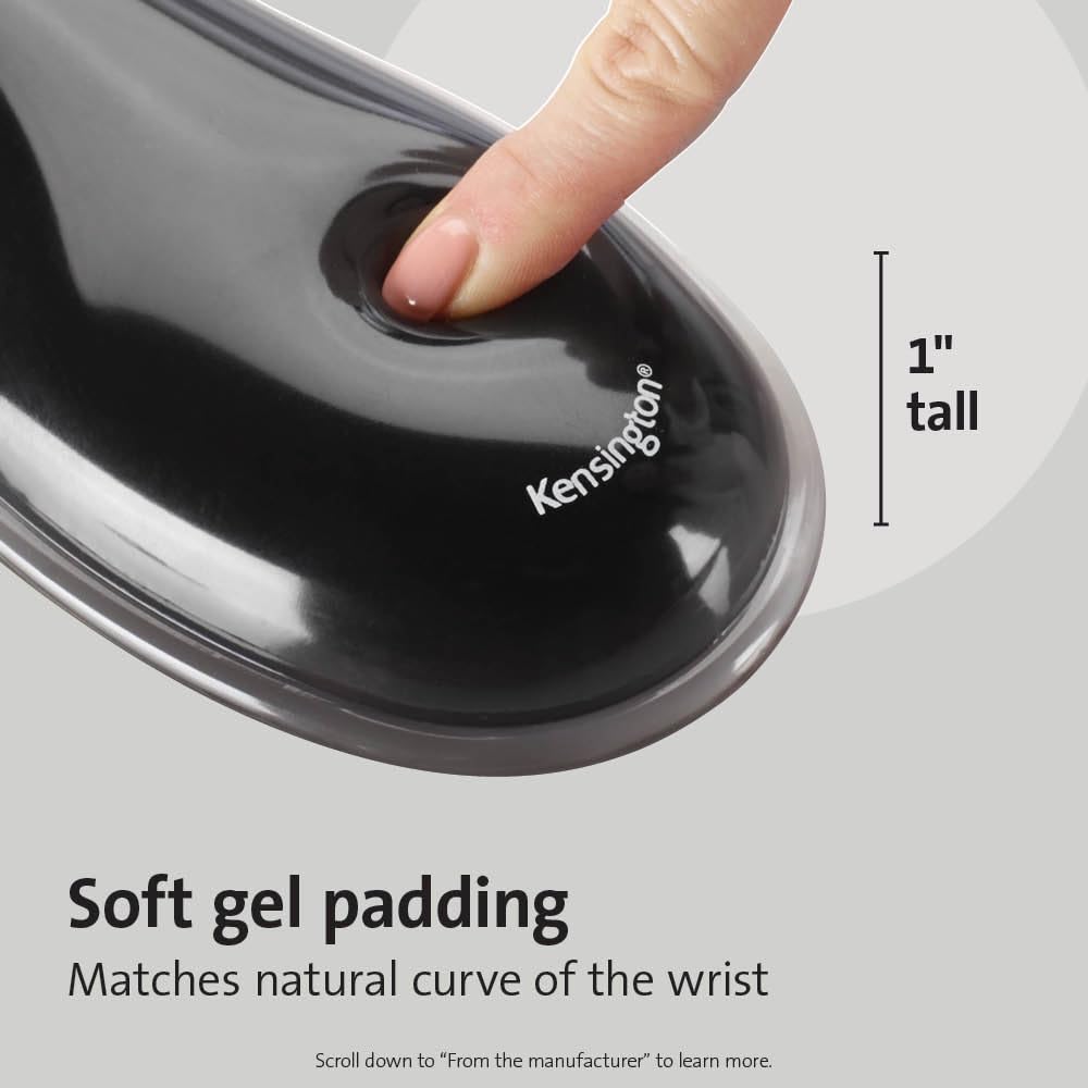 Kensington Mousepad and Wrist Rest, Practical, Gel Pillow, 11-2/5"Wx17-7/10"Lx1-7/10"H,GY