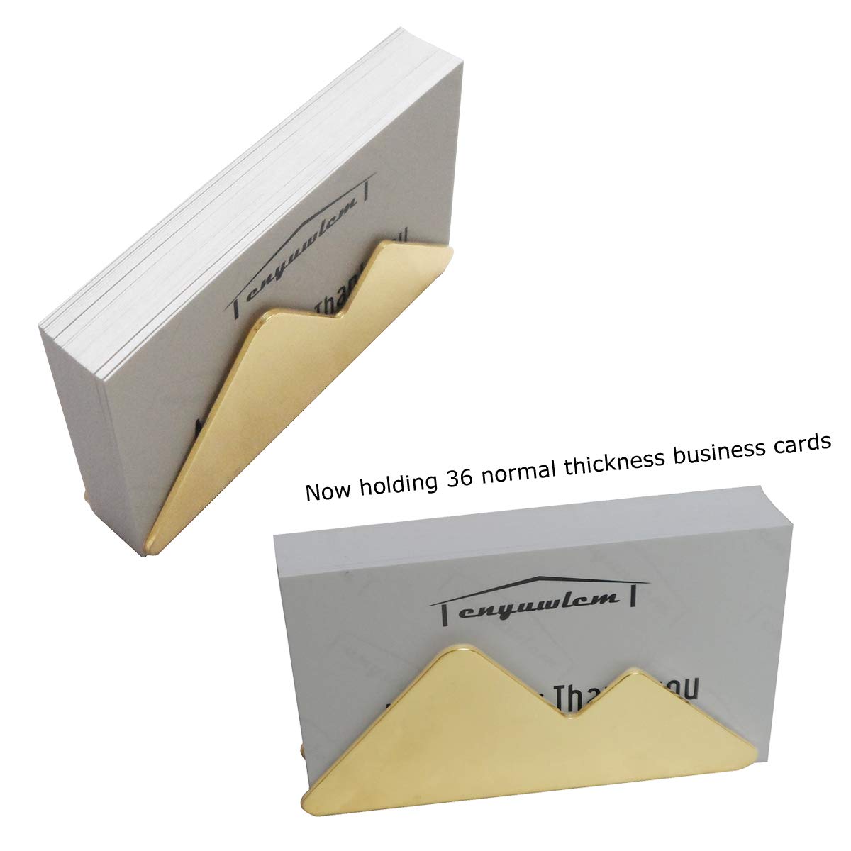 enyuwlcm Metal Business Card Holder for Desk Brass Business Card Stand for Office Tabletop Counter