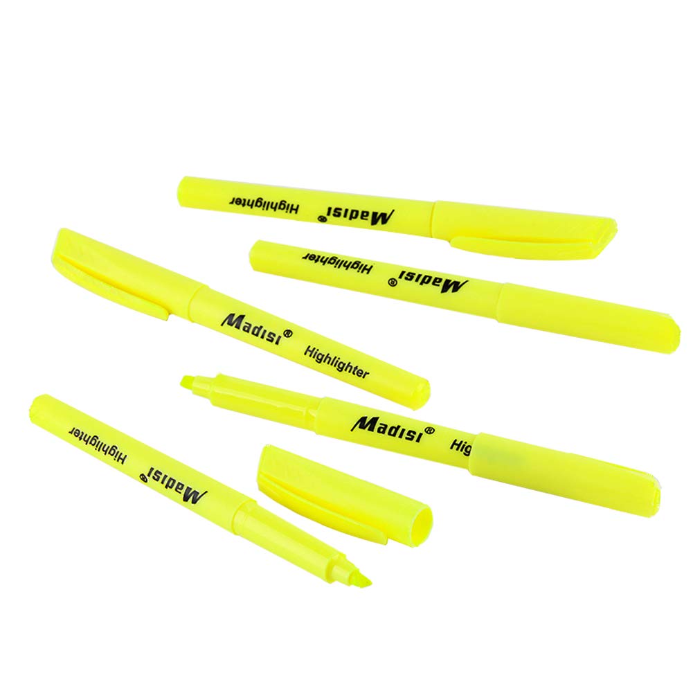 Madisi Highlighters Bulk, Chisel Tip, Fluorescent Yellow, 144-Count