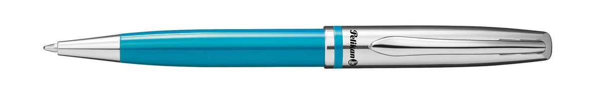 Pelikan Jazz Classic Ballpoint Pen, Medium Nib, Blue Ink Refill Included, Metal, Petrol, Blister