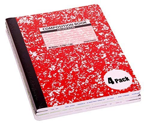 Mintra Office Composition Books - Sturdy Flexible Cover (4 Pack, Assorted Marble Comp - College