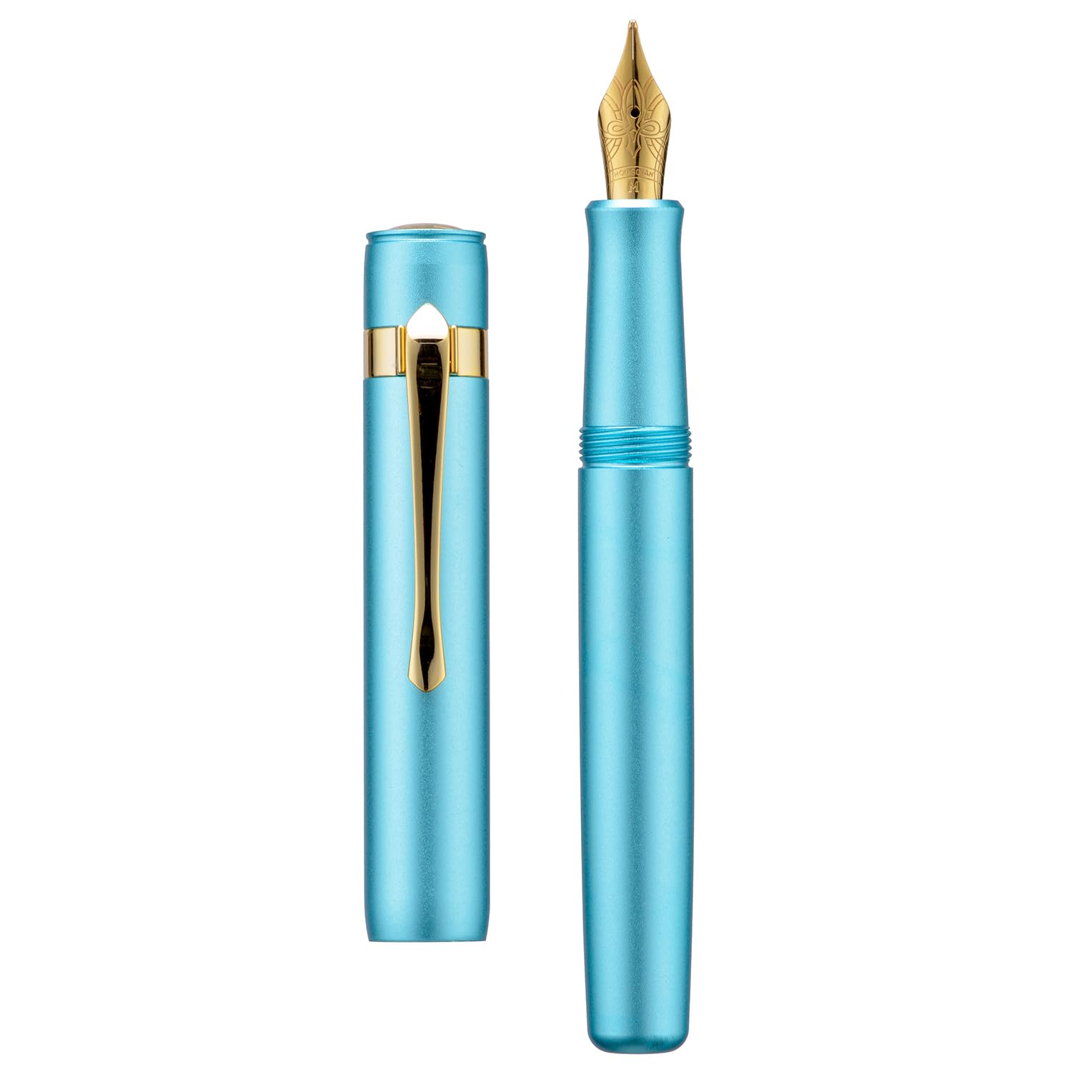 HONG DIAN M2 Black Forest Mini Fountain Pen, Fine Soft Nib & Sleek Shape Aluminium Short Pocket