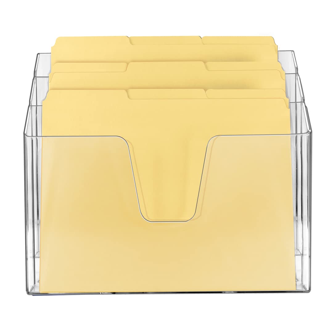 Acrimet Horizontal Triple File Folder Organizer Sorter, Letter Size, Clear