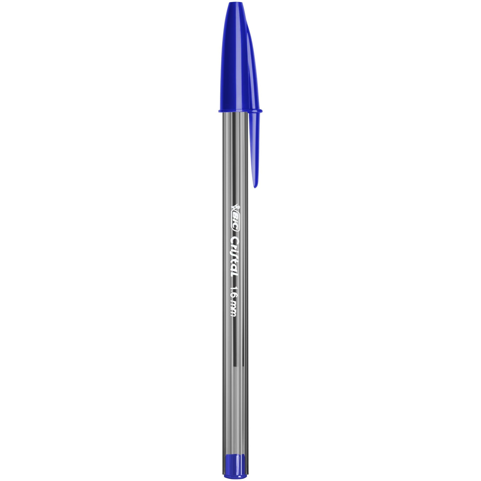 BIC Cristal Large, Wide Point Ball Ballpoint Pens, Smooth Ink Flow, Lightly Smoked Barrel, in Blue