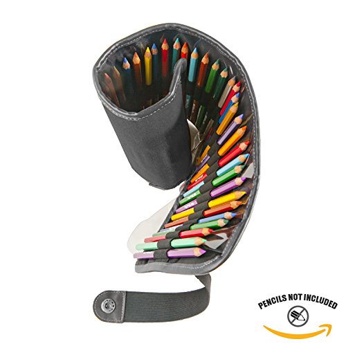 Speedball Art Products 359360 Canvas Pencil Case Roll-Up, Black W/Black Trim, Holds up to 36 Pencils