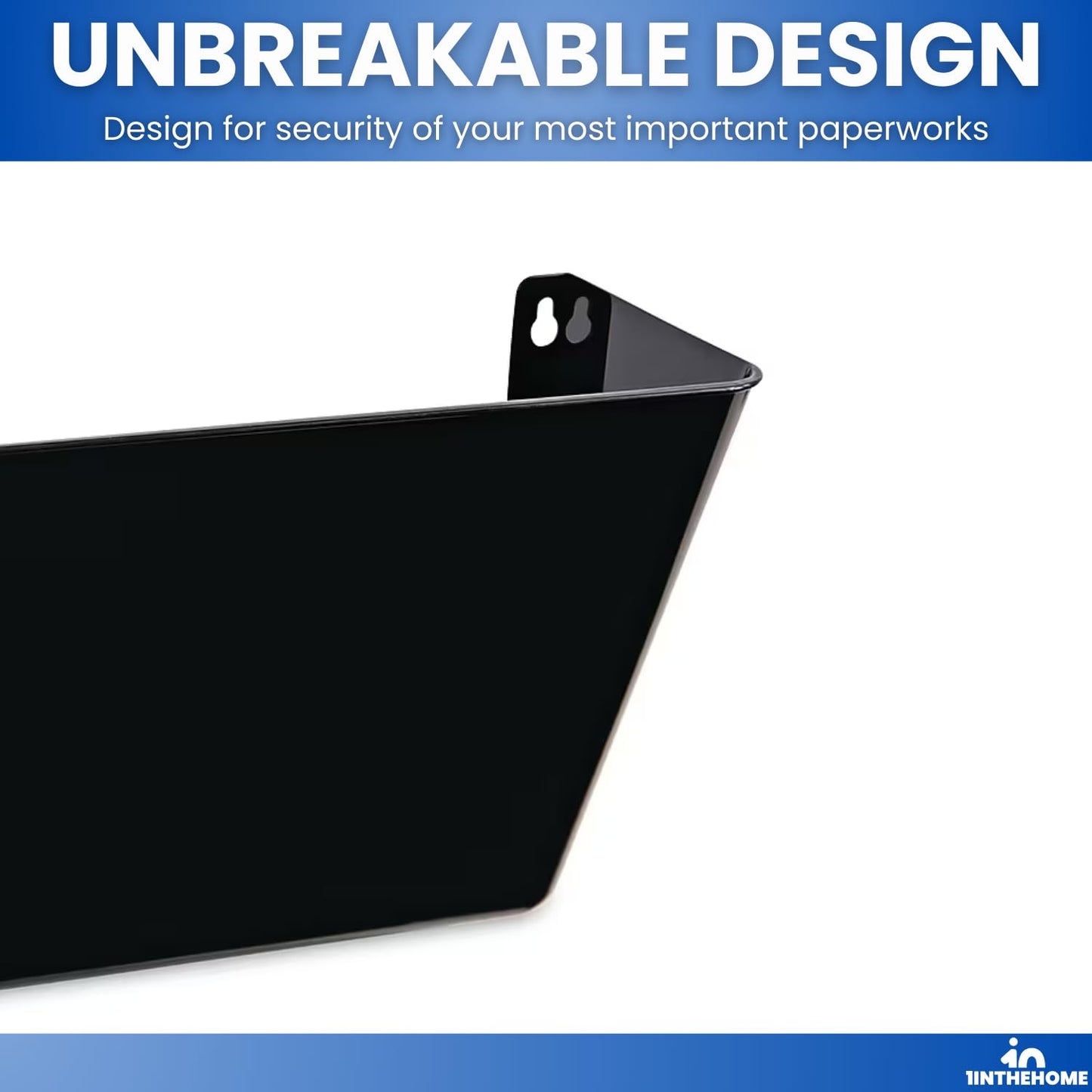 1InTheHome Single Pocket Black Wall File, Letter Size
