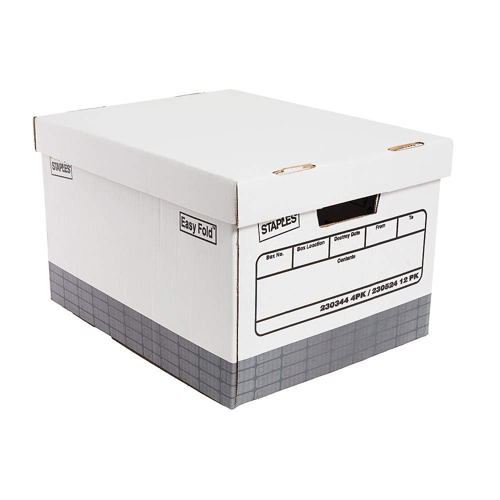 Staples Storage & Filing Box, Heavy-Duty with Handles & Removable Lid, Letter & Legal Size