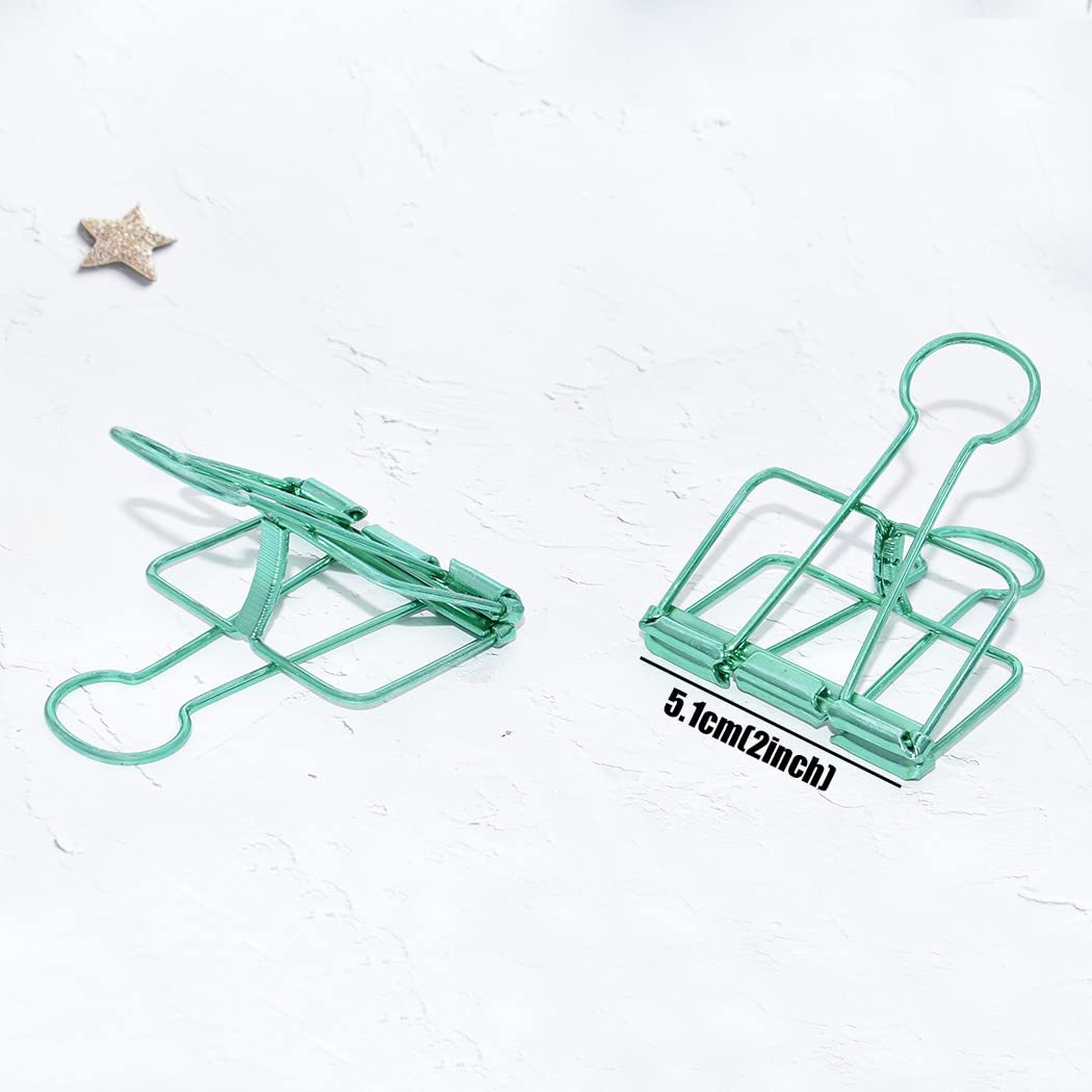 Extra Large Binder Clips 2 Inch, Big Paper Clamps Green for Office School Supplies (15Pcs)