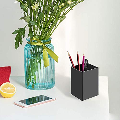 NIUBEE Black Acrylic Pen Holder 4 Pack, Desktop Pencil Cup Stationery Organizer for Office Desk