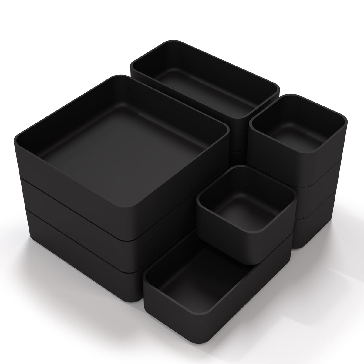 11-Piece Stackable Drawer Organizer Set, Multi-size Desk Drawer Organizer Trays Vanity Storage Bins