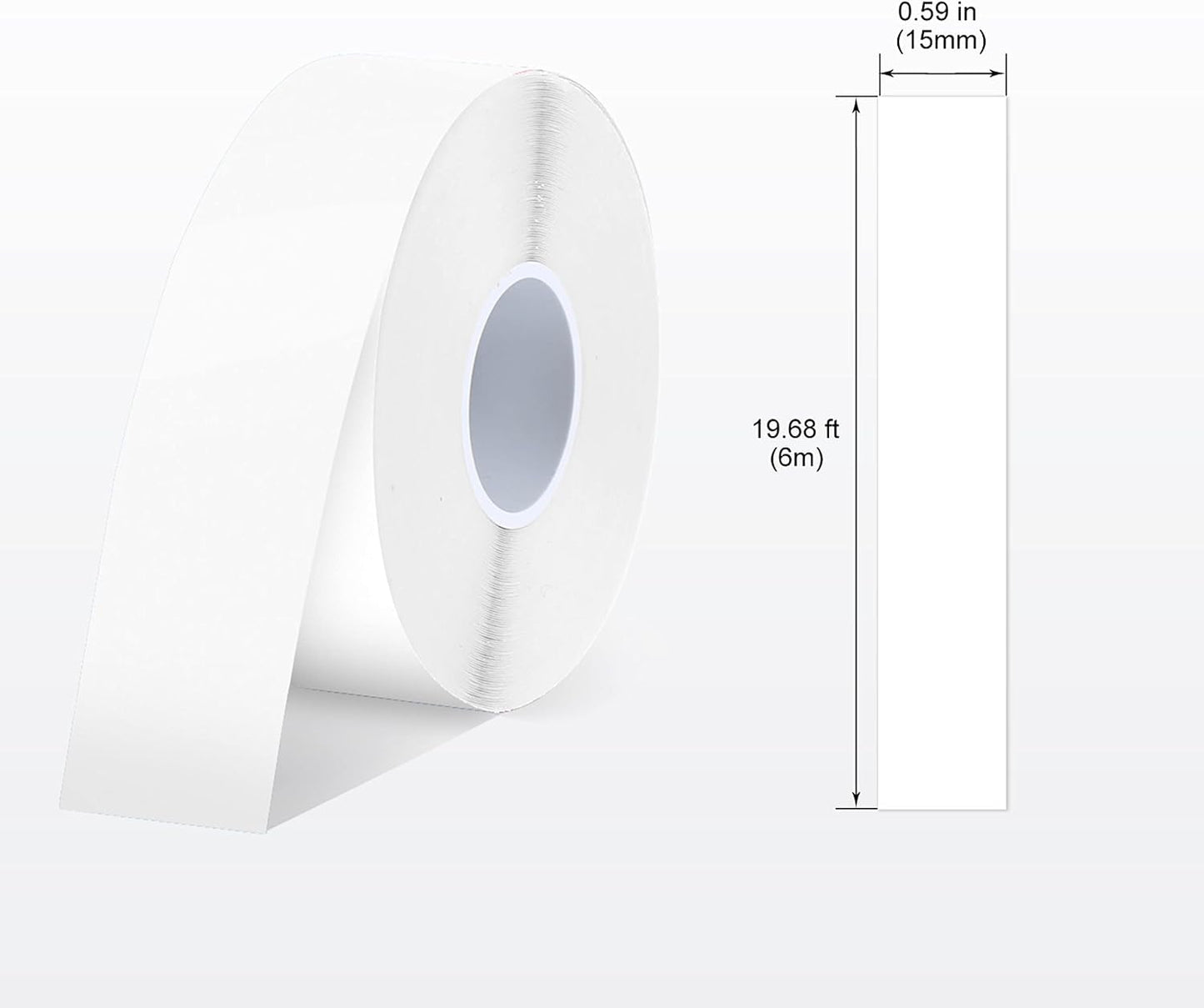 SUPVAN E-Series Continuous Label, 8 Packs, 0.59'' W × 19.7' L, White