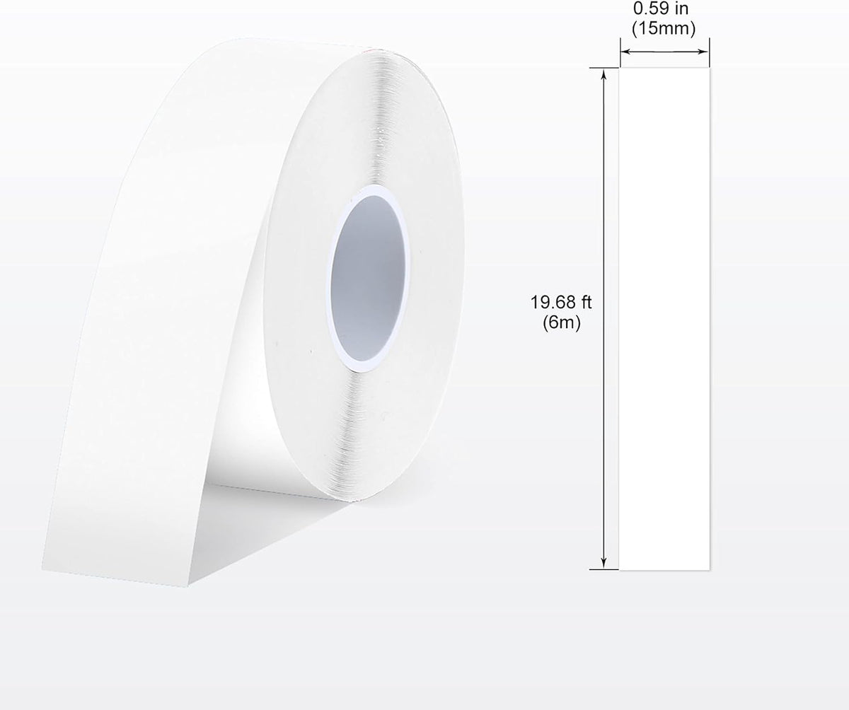 SUPVAN E-Series Continuous Label, 6 Packs, 0.59'' W × 19.7' L, White