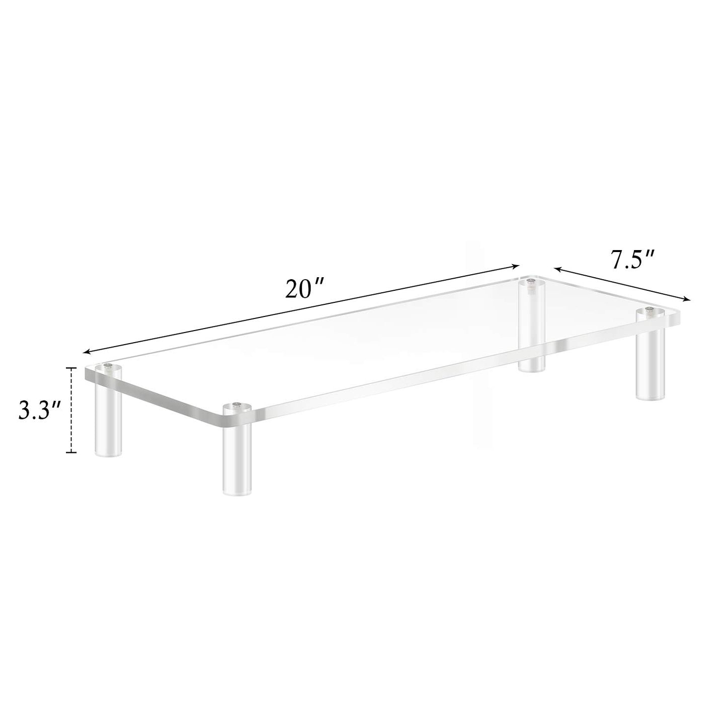 YestBuy 20x7.5 Acrylic Monitor Stand Riser, Clear Computer Stand for Laptop, iMac, Pc, Printer