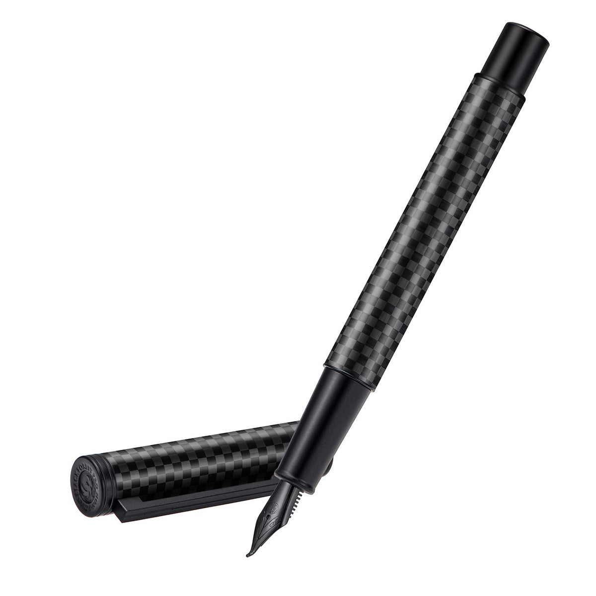 Hongdian Black Carbon Fiber Fountain Pen, Bent Nib Fude Pen for Calligraphy Writing (Fine to Broad)