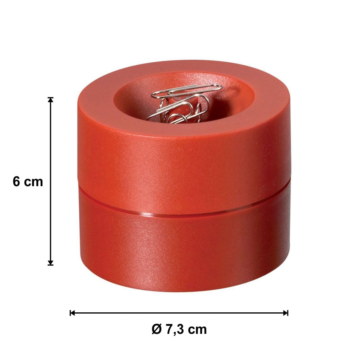 Maul Magnetic Paperclip Holder, Ø 73mm, H66mm, Red