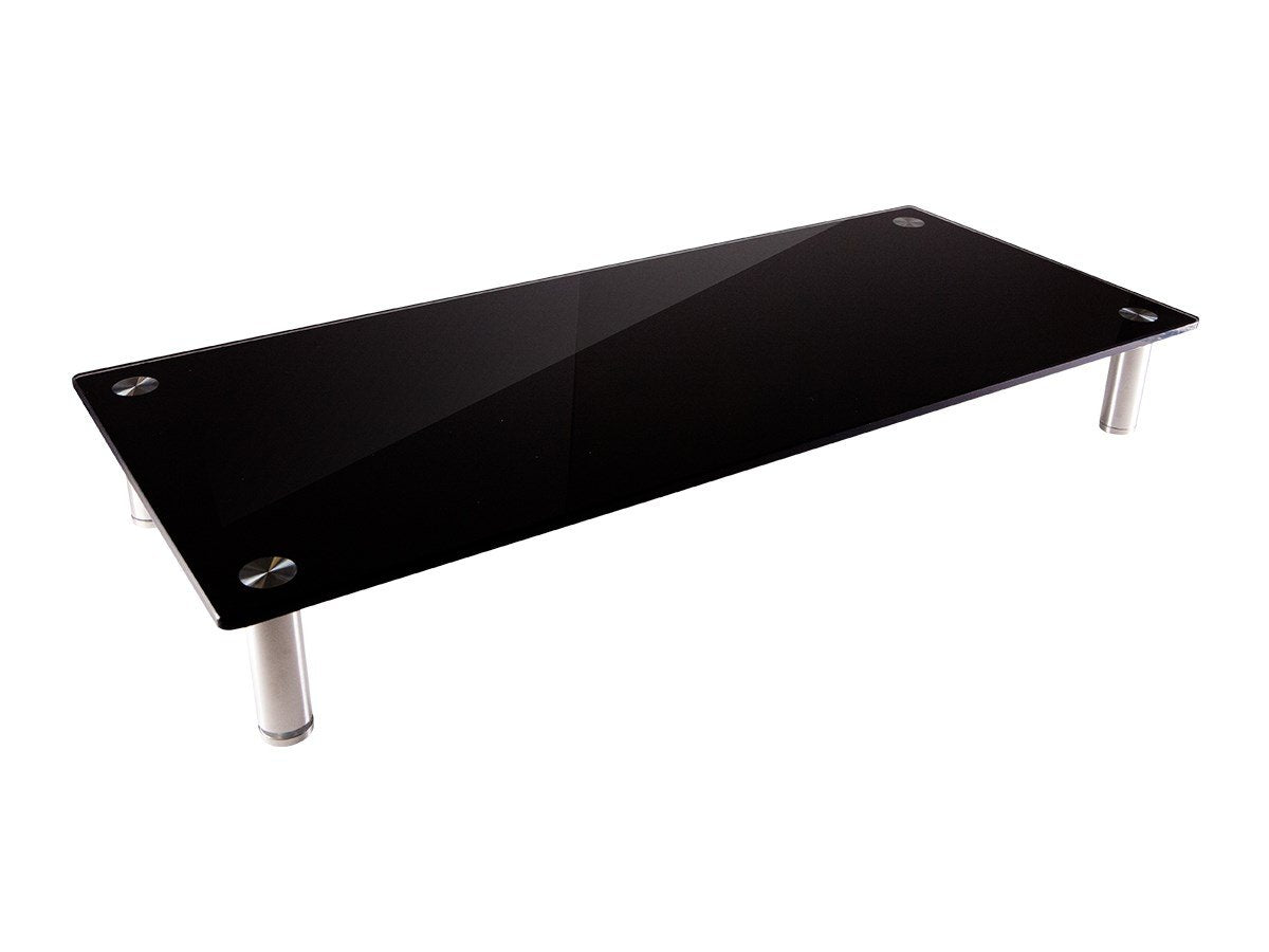 Monoprice Medium Multimedia Desktop Stand, Black Glass (27.6" x 12.2" x 3") - Stand & Riser, Laptop