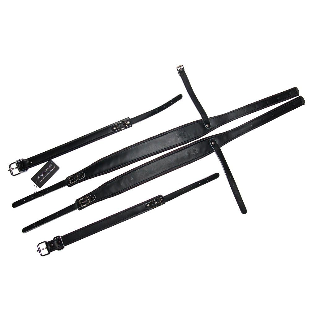 MUSIC FIRST Black Color Genuine Leather Comfortable Padded Accordion Belts 96 Bass 120 Bass