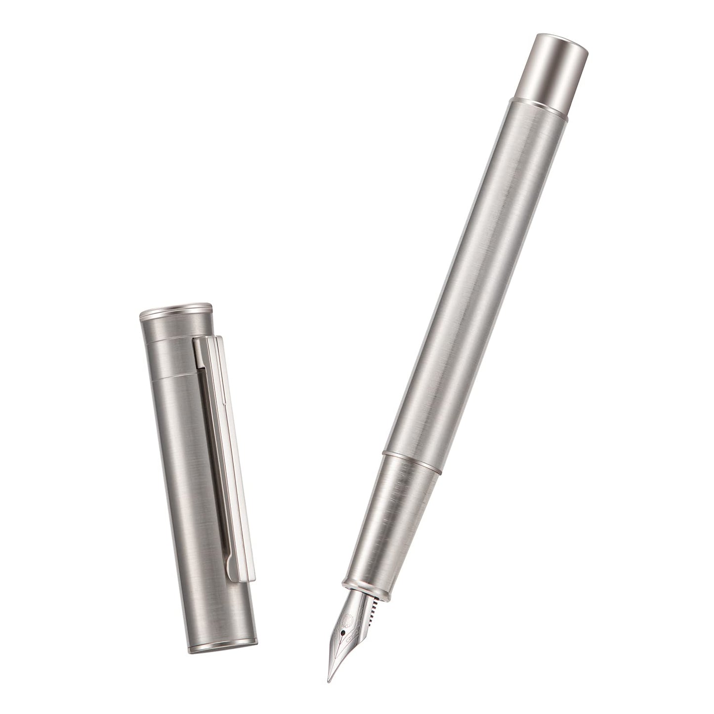 Hongdian 1861 Stainless Steel Fountain Pen Extra Fine Nib, Classic Design Smooth Writing Pen with
